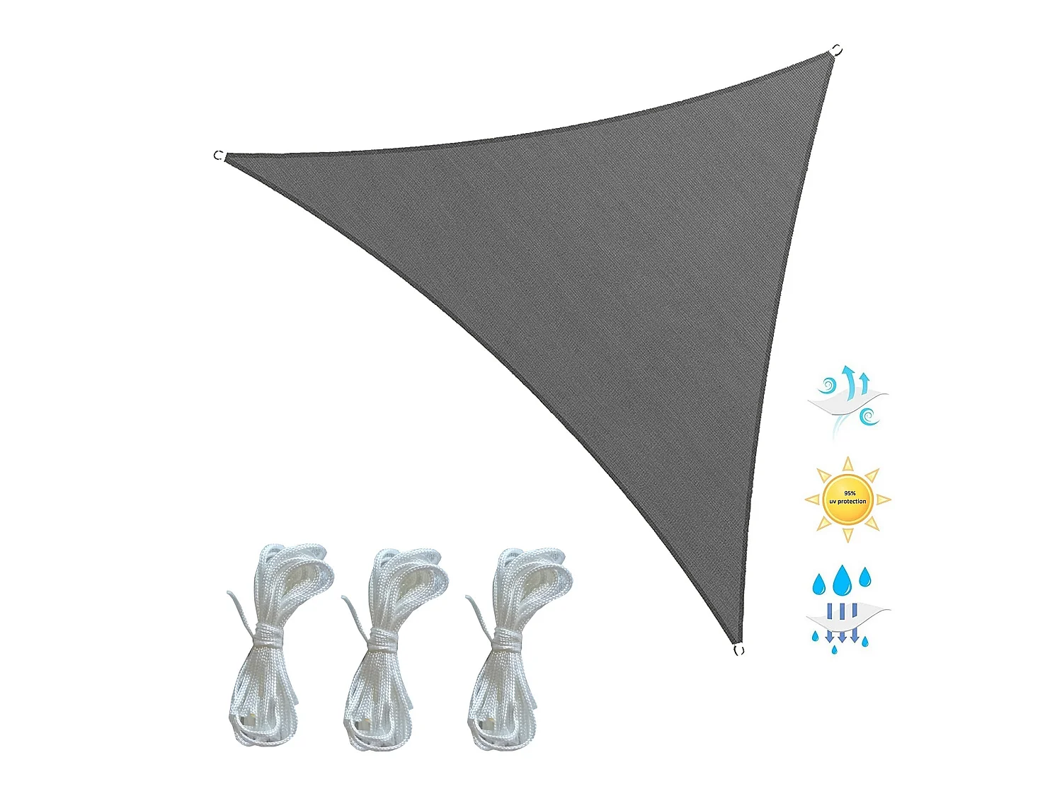 Voile Triangulaire en Polyéthylène Gris 3.6x3.6x3.6