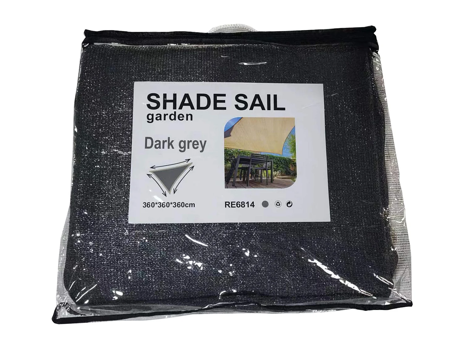 Voile Triangulaire en Polyéthylène Gris 3.6x3.6x3.6