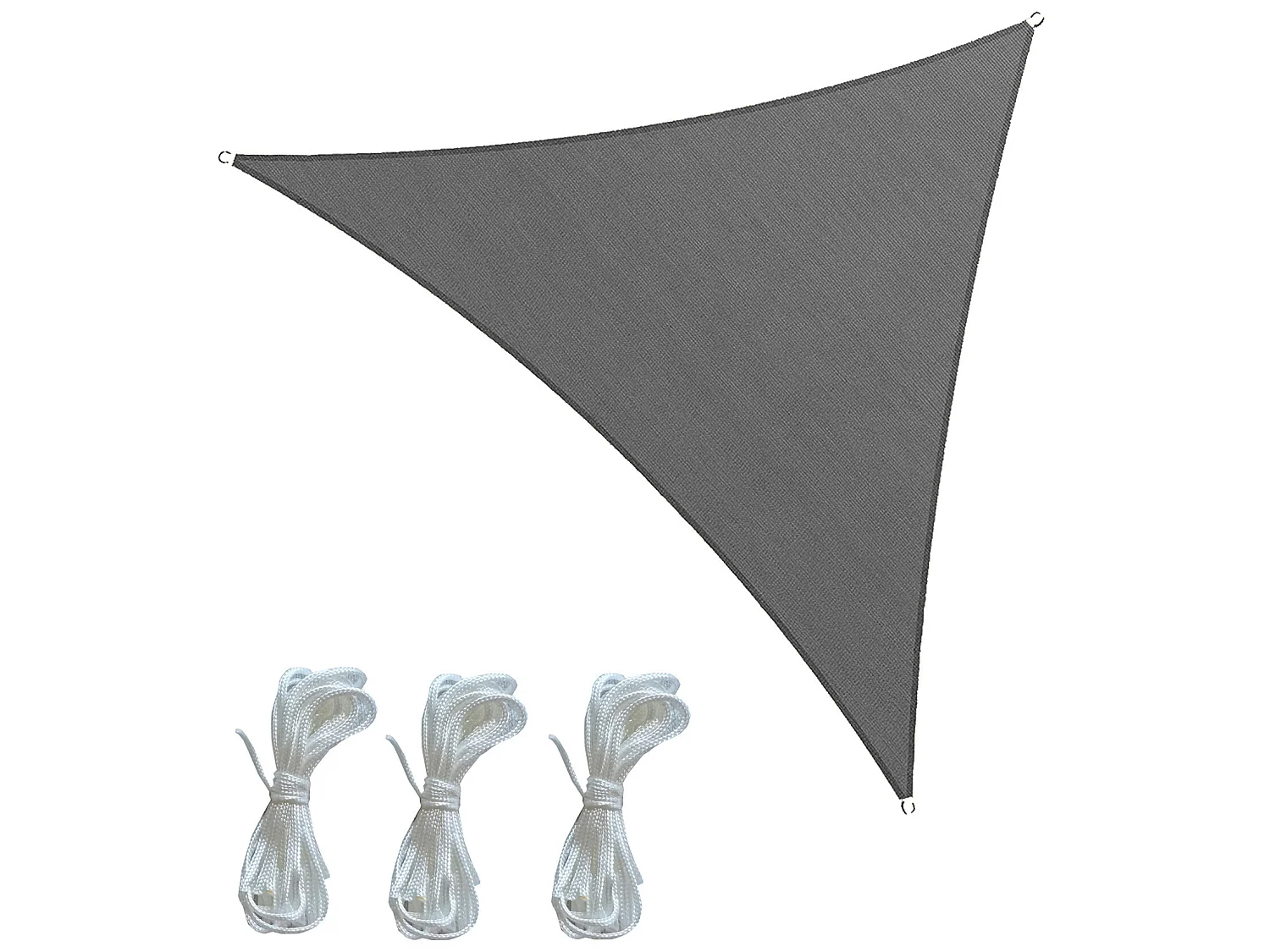 Toile Solaire Triangulaire Polyéthylène Gris avec Cordes 5x5x5