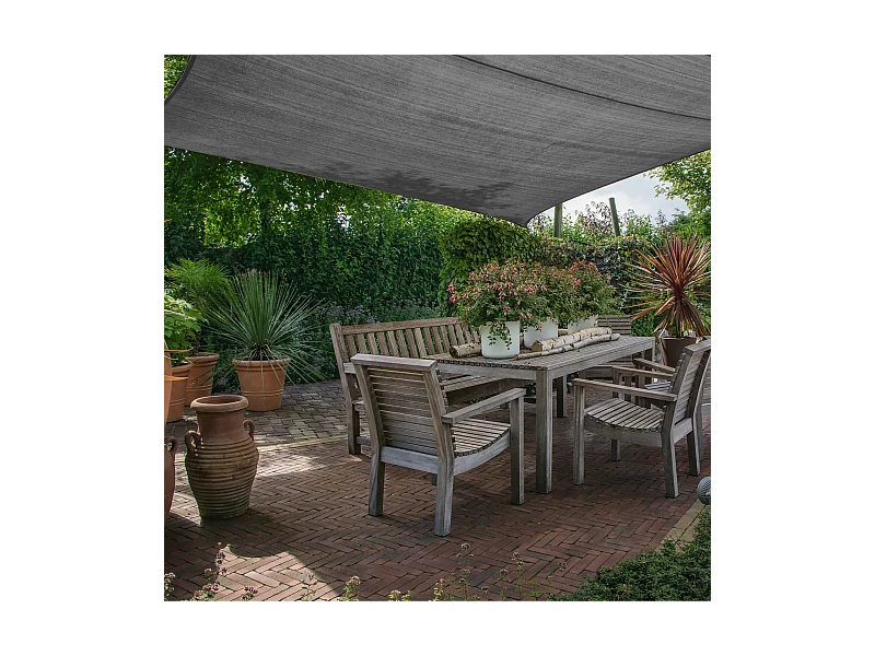 Toile Solaire Voile Rectangulaire Gris Polyéthylène Protection UV 2x3