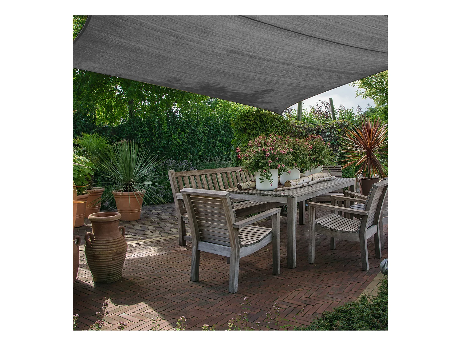 Toile Solaire Voile Rectangulaire Gris Polyéthylène Protection UV 2x3