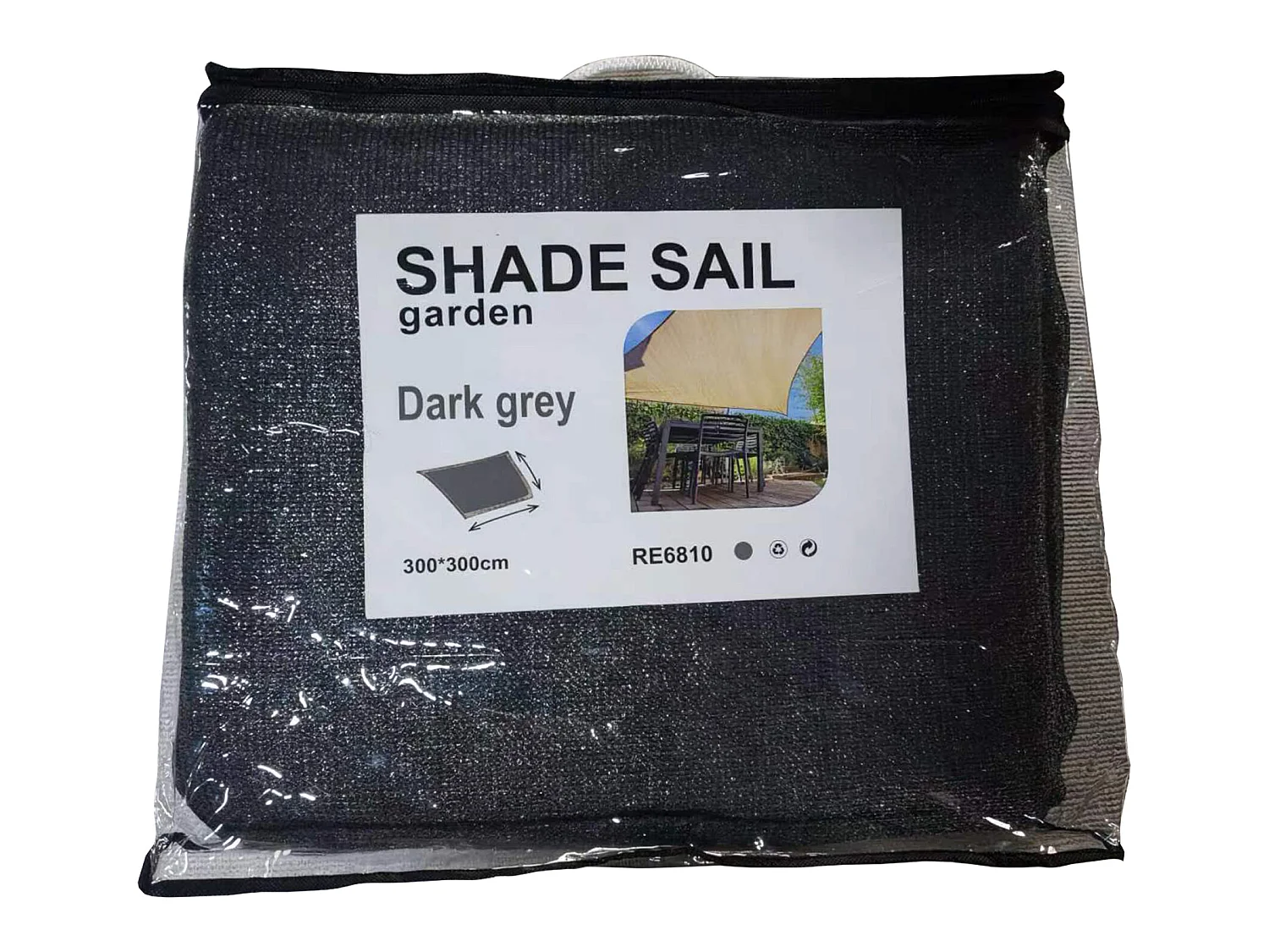 Parasol Voile de Soleil Polyéthylène Gris Foncé Carré 3x3