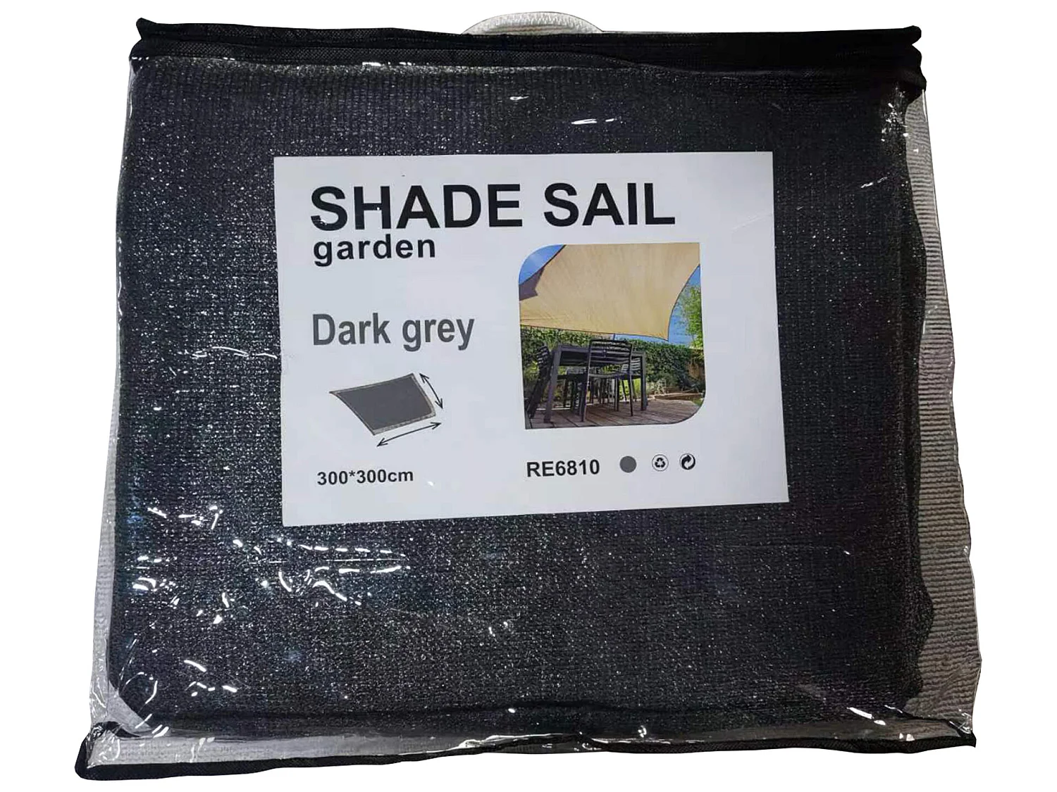 Parasol Voile de Soleil Polyéthylène Gris Foncé Carré 3x3