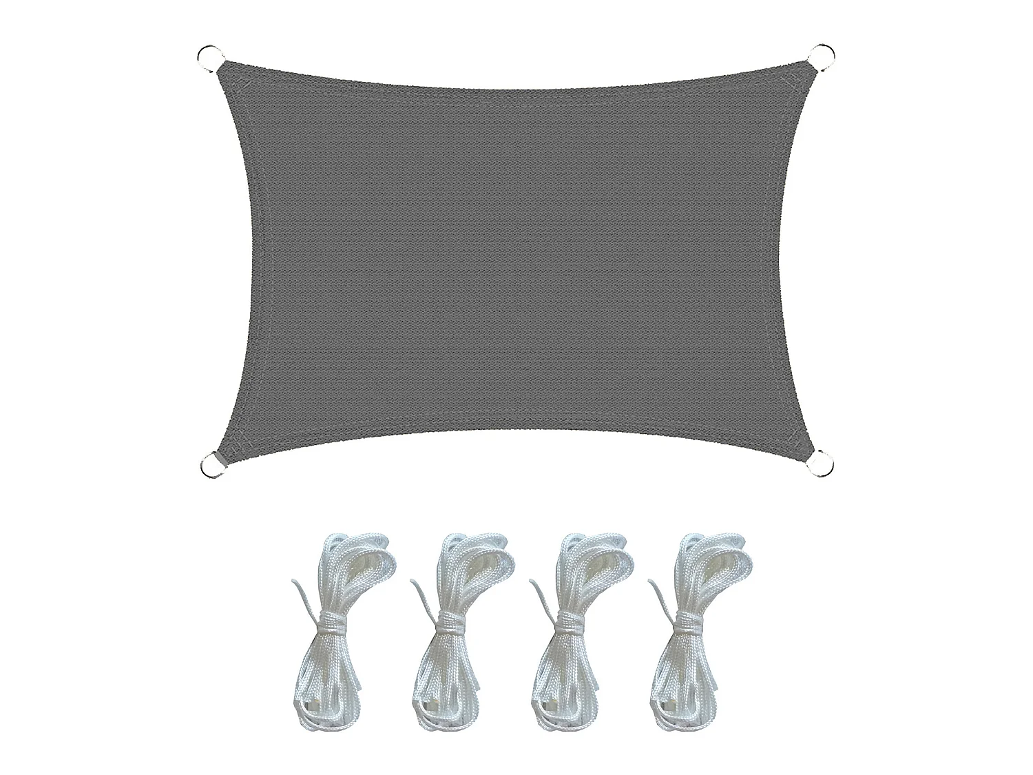 Voile Rectangulaire en Polyéthylène Gris avec Cordes 3x4