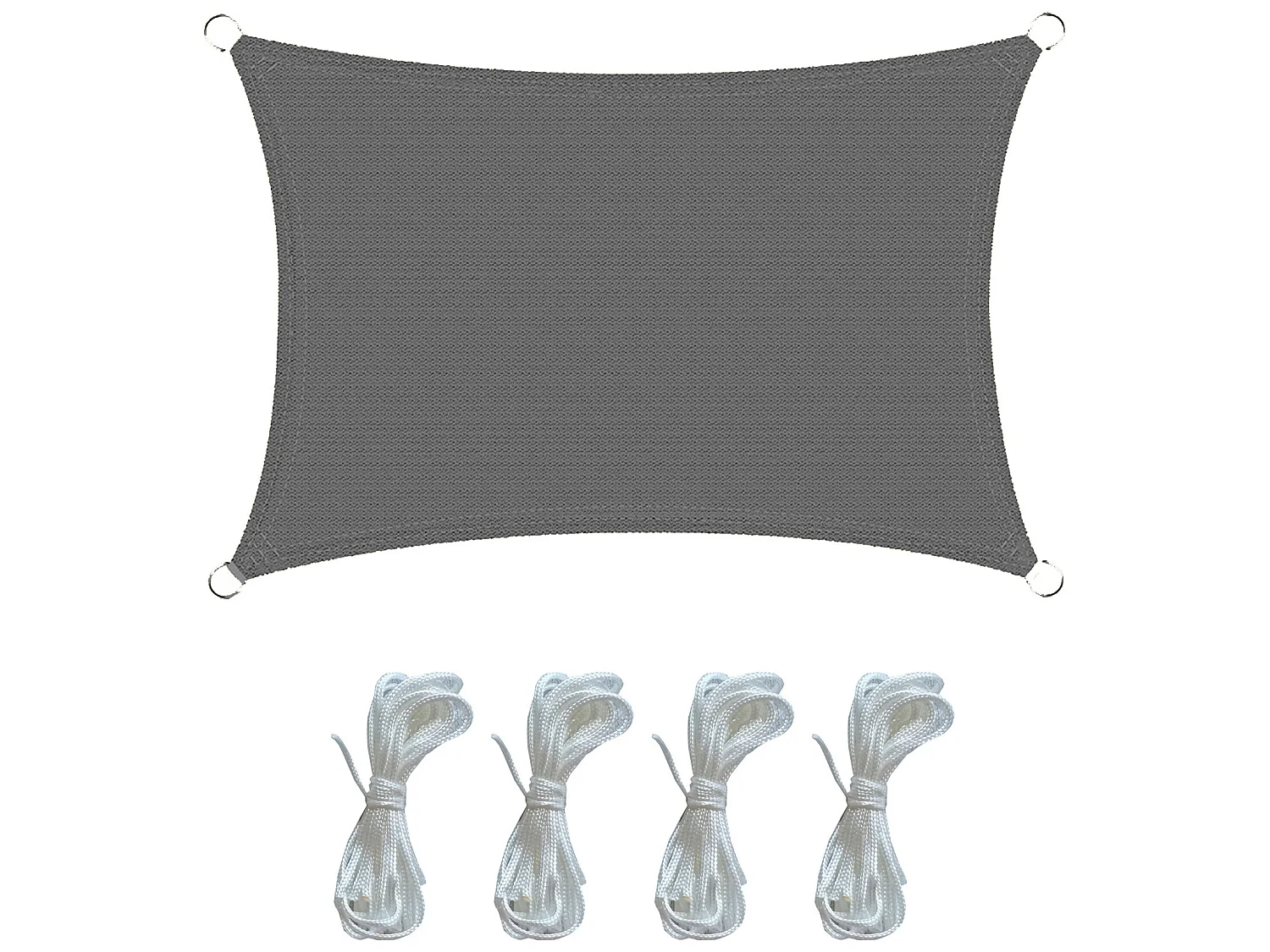 Voile Rectangulaire en Polyéthylène Gris avec Cordes 3x4