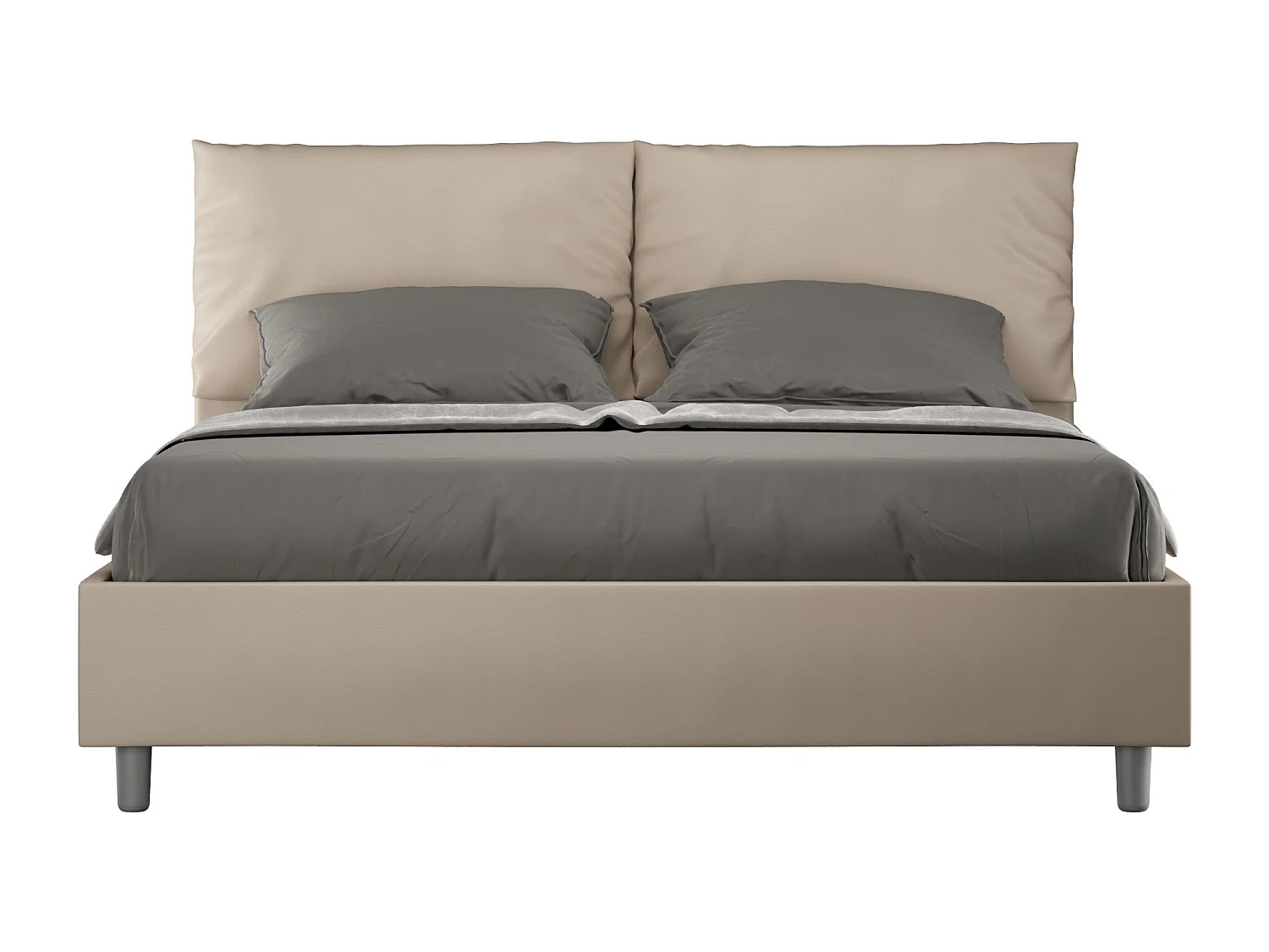 Letto contenitore imbottito 160x200 similpelle tortora Antea