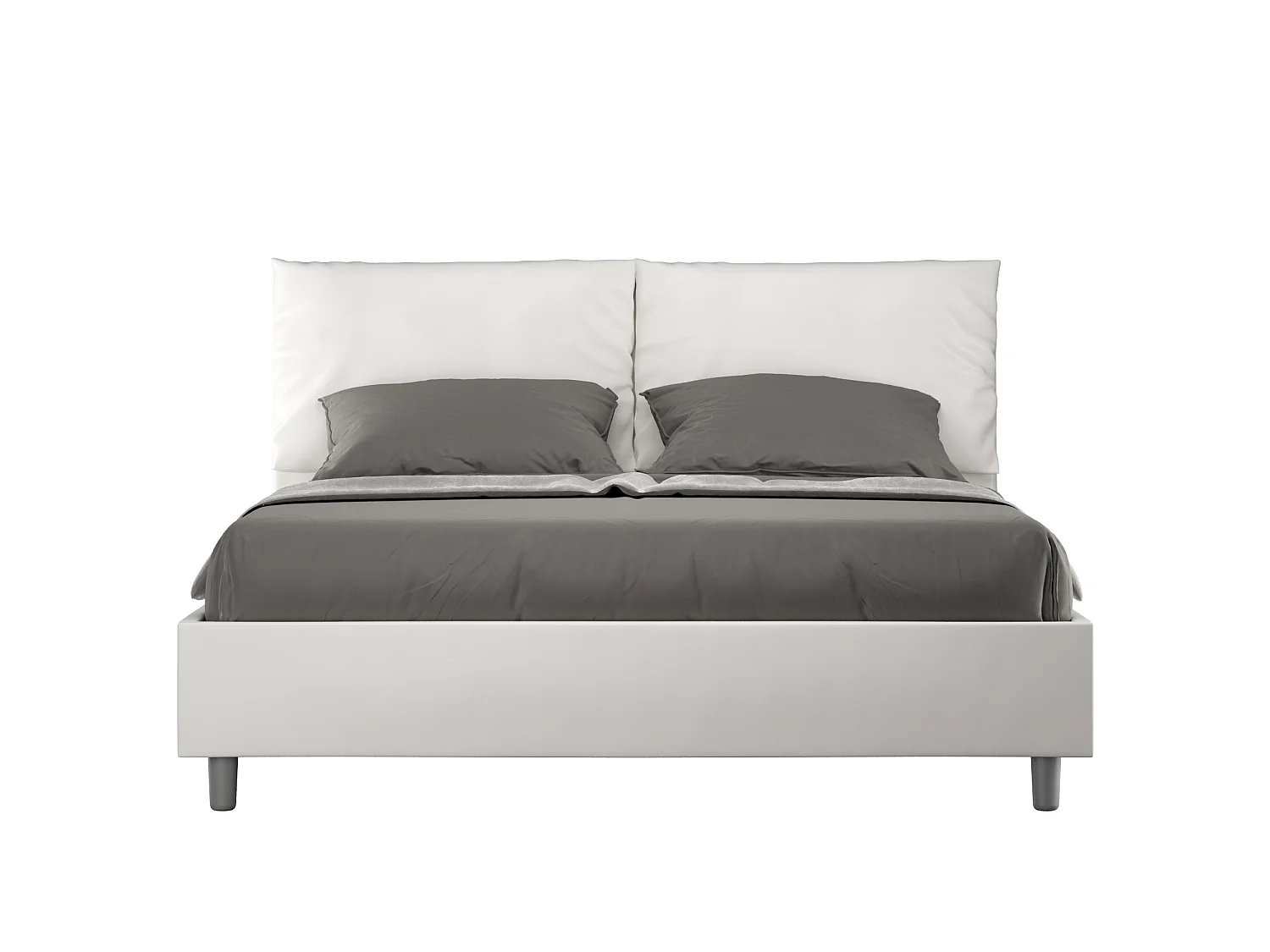 Gepolstertes Bett mit Bettkasten 160x200 mit Kunstlederbezug Weiß Antea