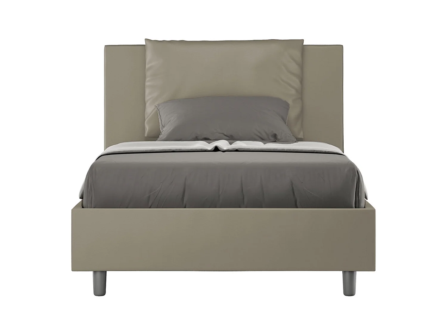 Lit 1 place et demi sans sommier rembourré 120x210 similicuir cappuccino Antea