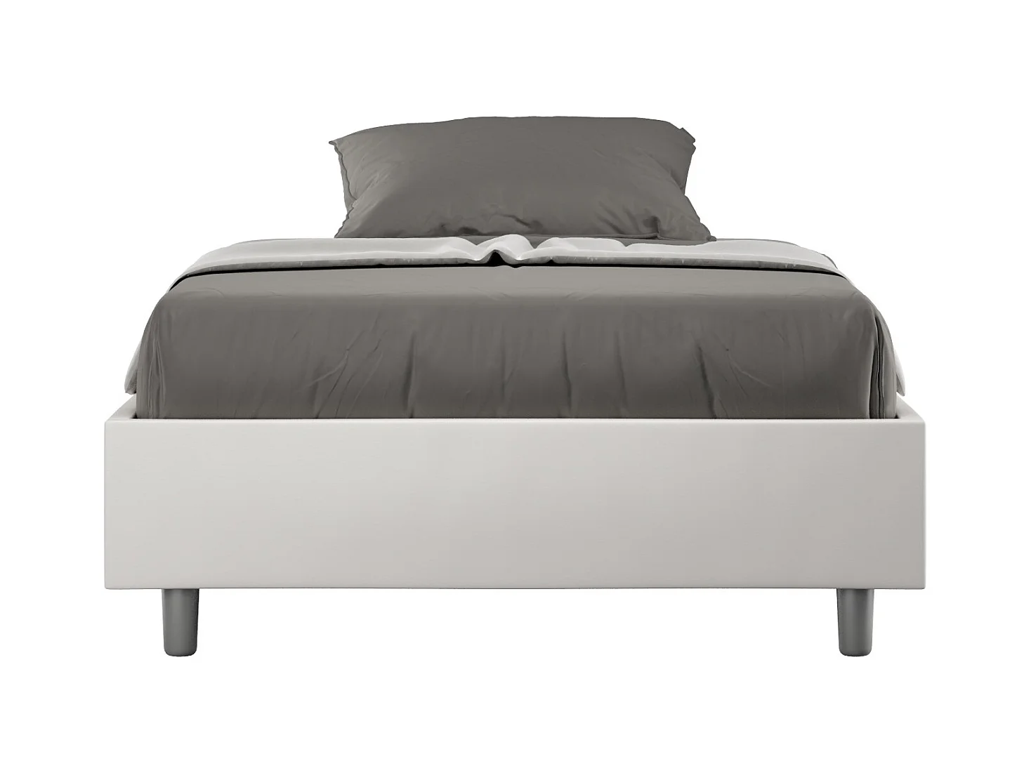 Estructura de cama Agora de piel sintética-Color Blanco-Ropa de cama 140x190 cm