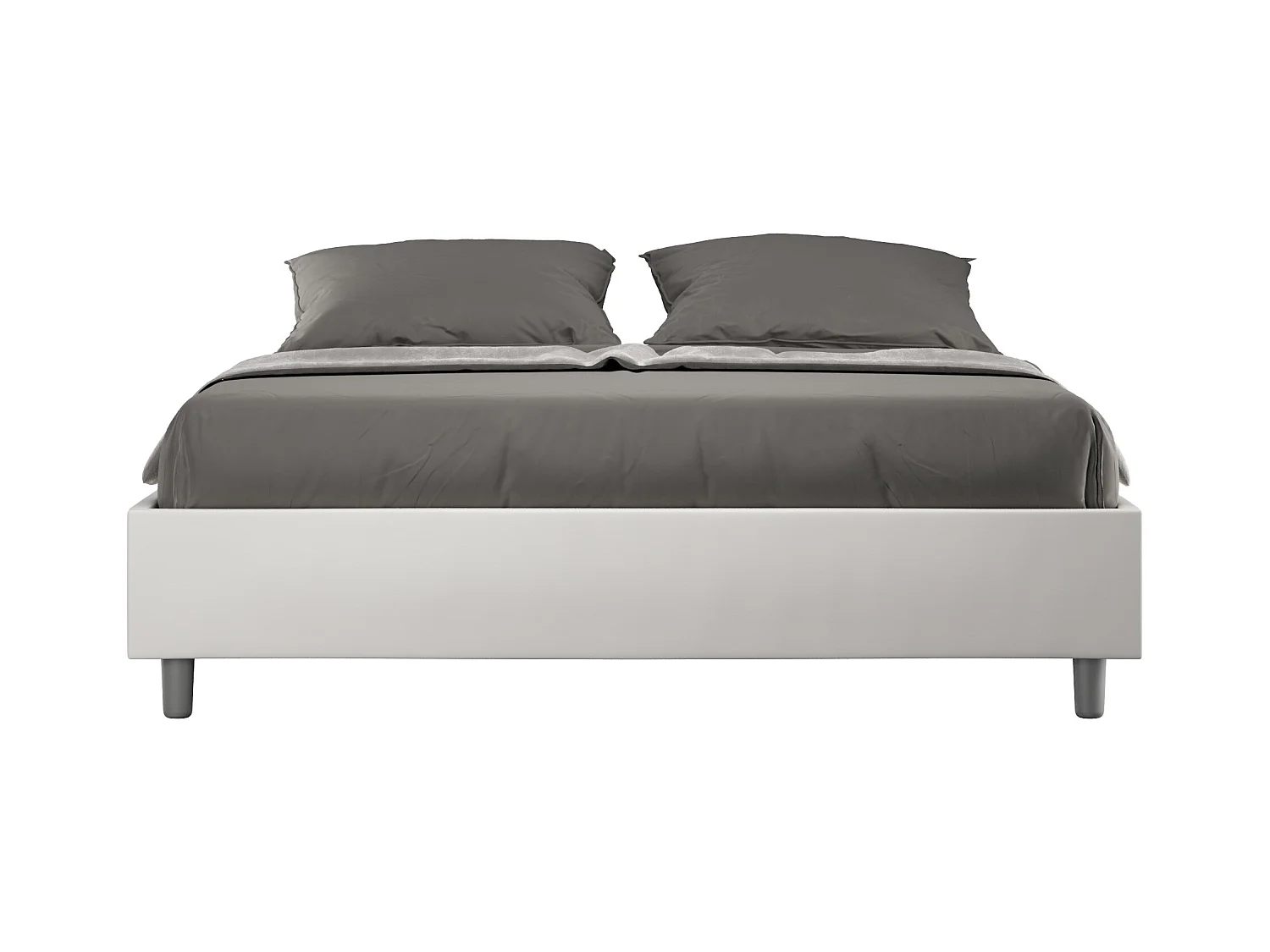 Lit sans sommier rembourré 160x210 similicuir blanc Azelia