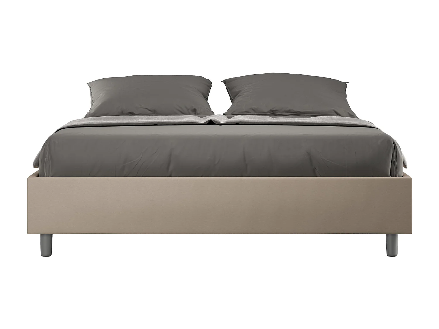 Lit avec sommier rembourré 160x190 similicuir taupe Azelia