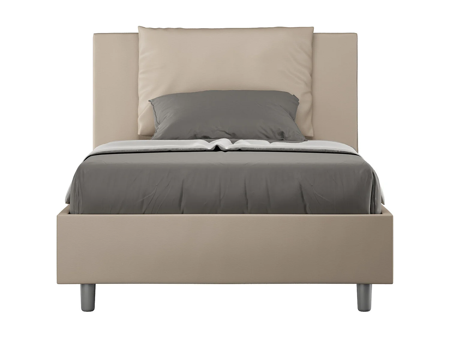 Lit 1 place et demi sans sommier rembourré 120x190 similicuir taupe Antea