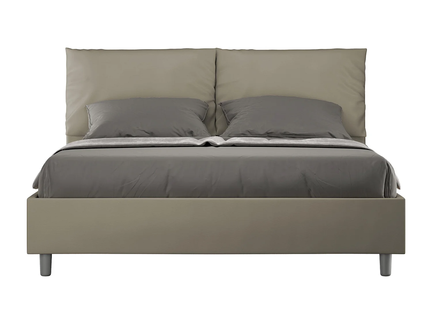 Lit avec sommier rembourré 160x200 similicuir cappuccino Antea