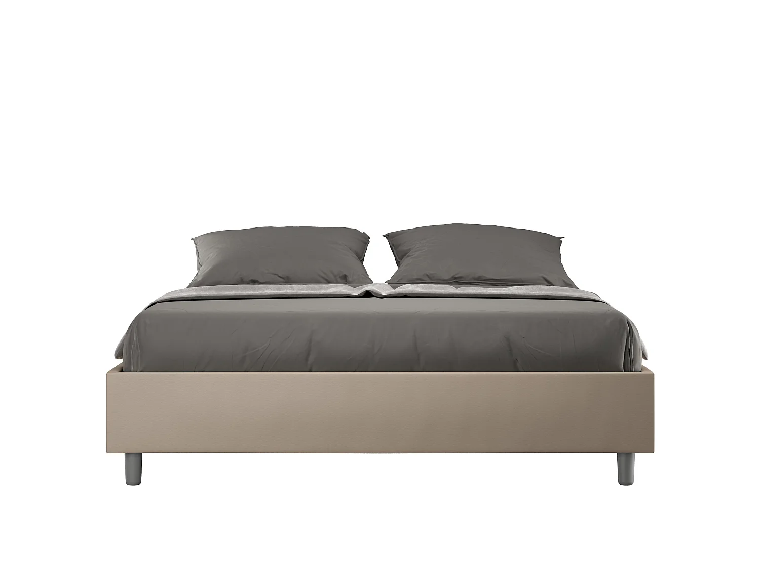 Lit sans sommier rembourré 160x210 similicuir taupe Azelia