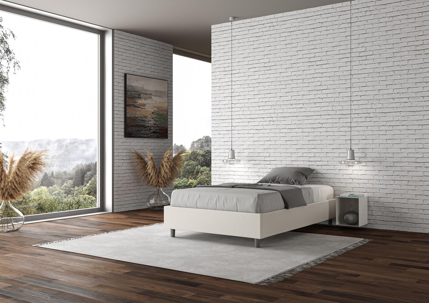 Giroletto senza rete imbottito 120x200 similpelle bianco Azelia