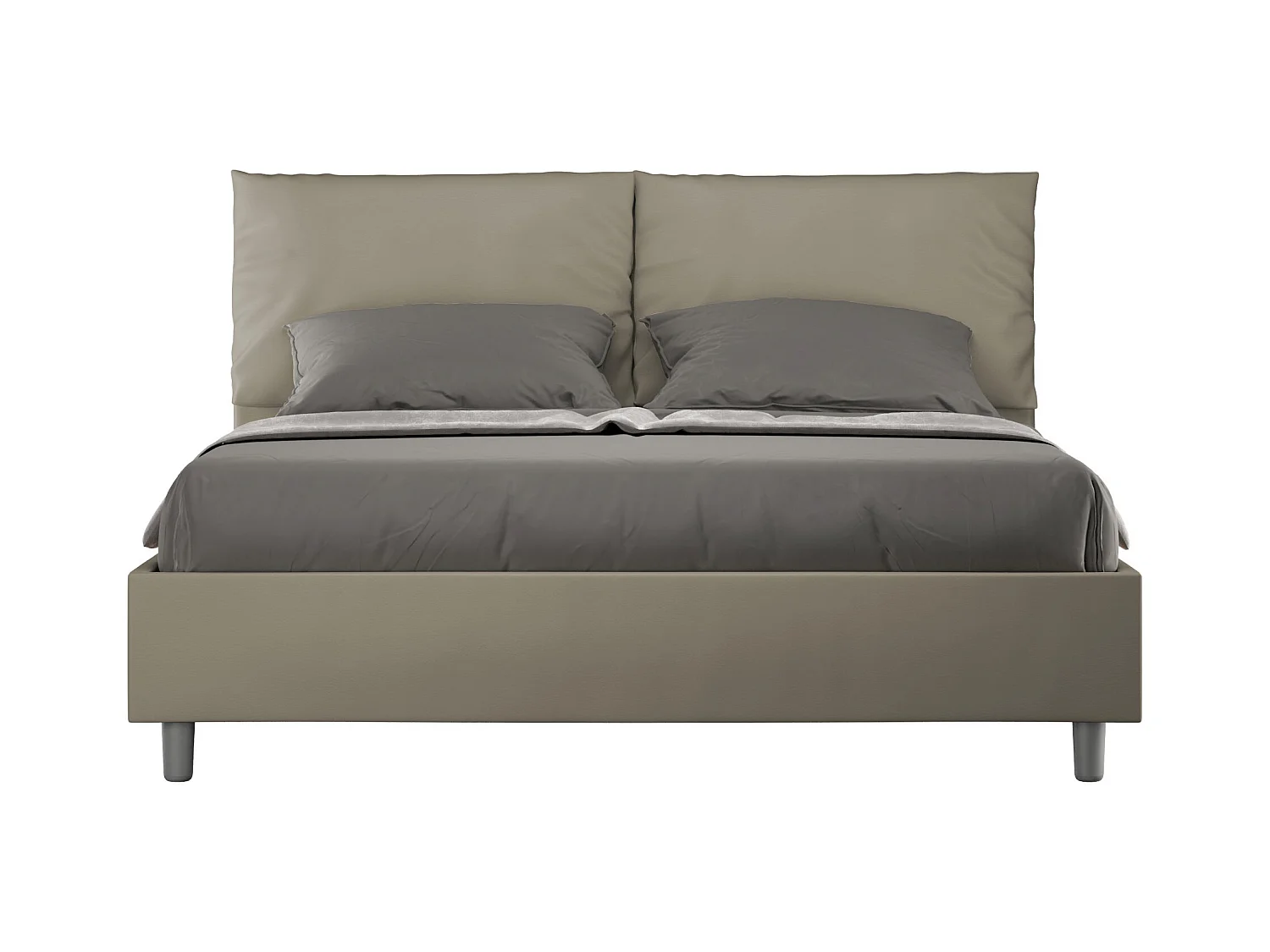 Lit sans sommier rembourré 160x200 similicuir cappuccino Antea