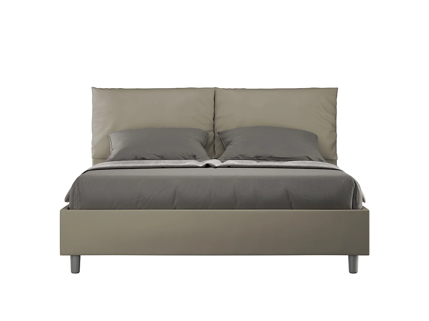Lit sans sommier rembourré 160x200 similicuir cappuccino Antea