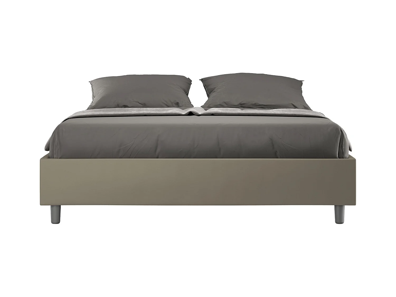 Lit sans sommier rembourré 160x210 similicuir cappuccino Azelia