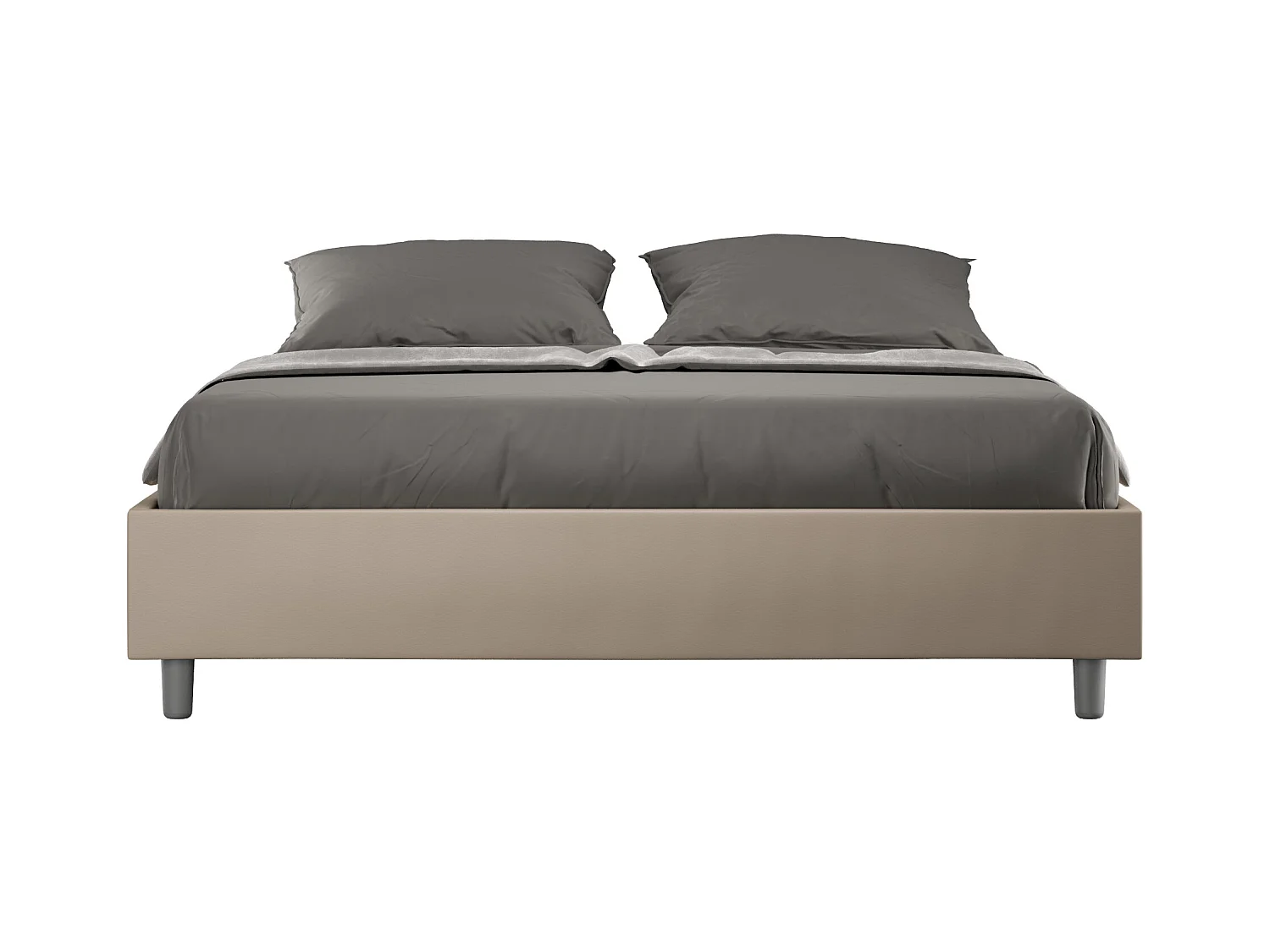 Lit avec sommier rembourrée 160x200 similicuir taupe Azelia