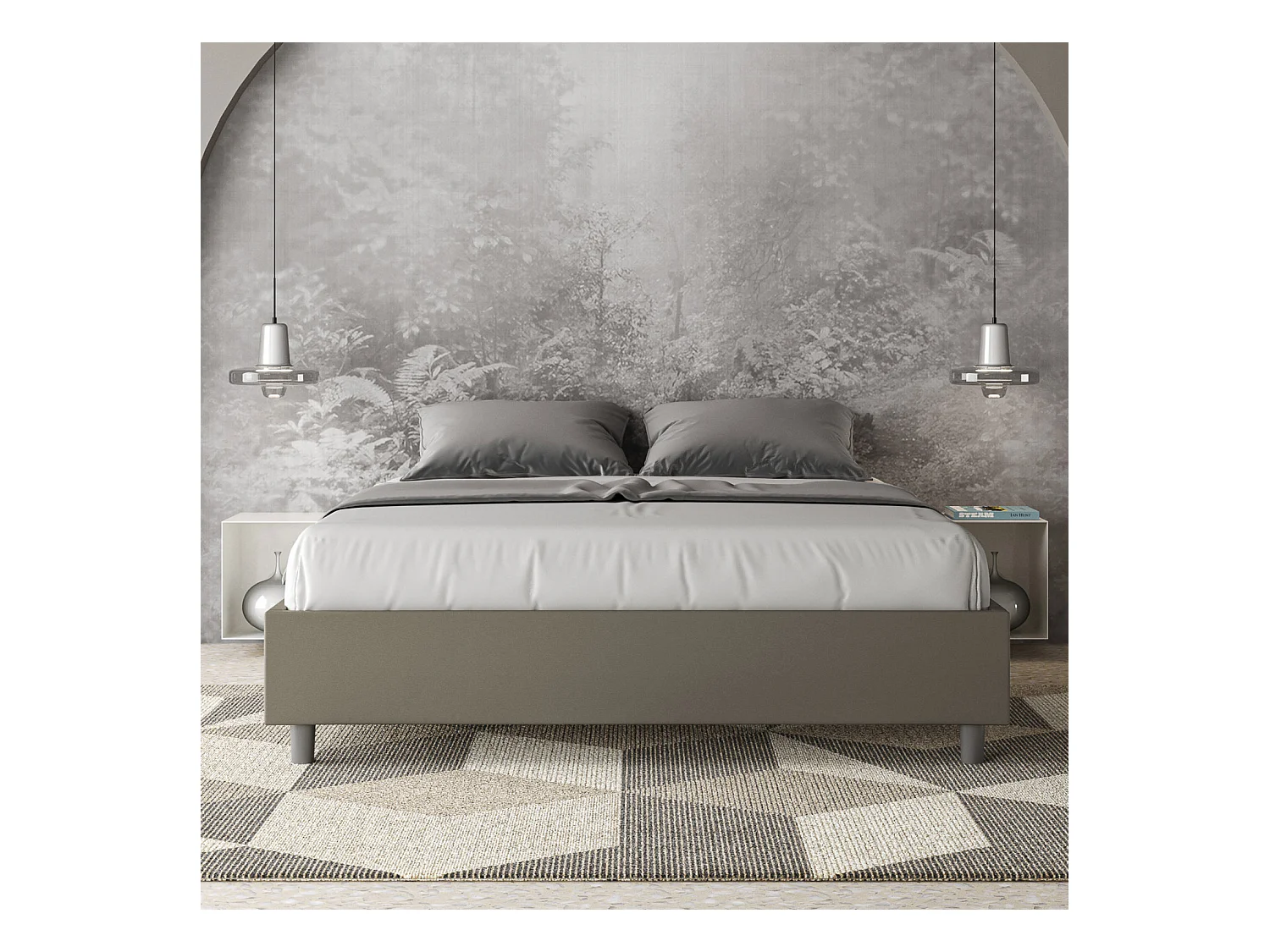 Lit coffre rembourrée 160x190 similicuir cappuccino Azelia