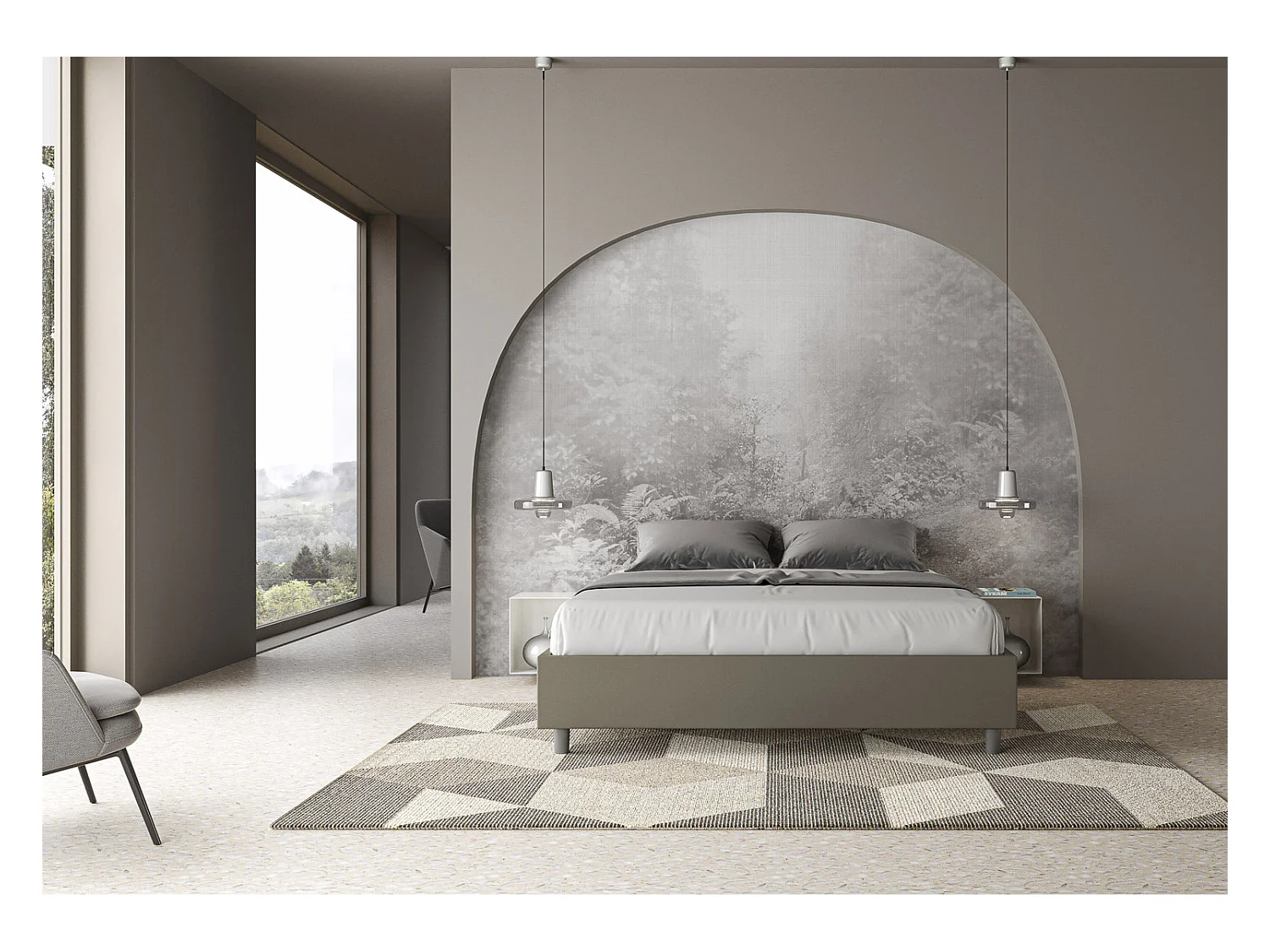 Lit coffre rembourrée 160x190 similicuir cappuccino Azelia