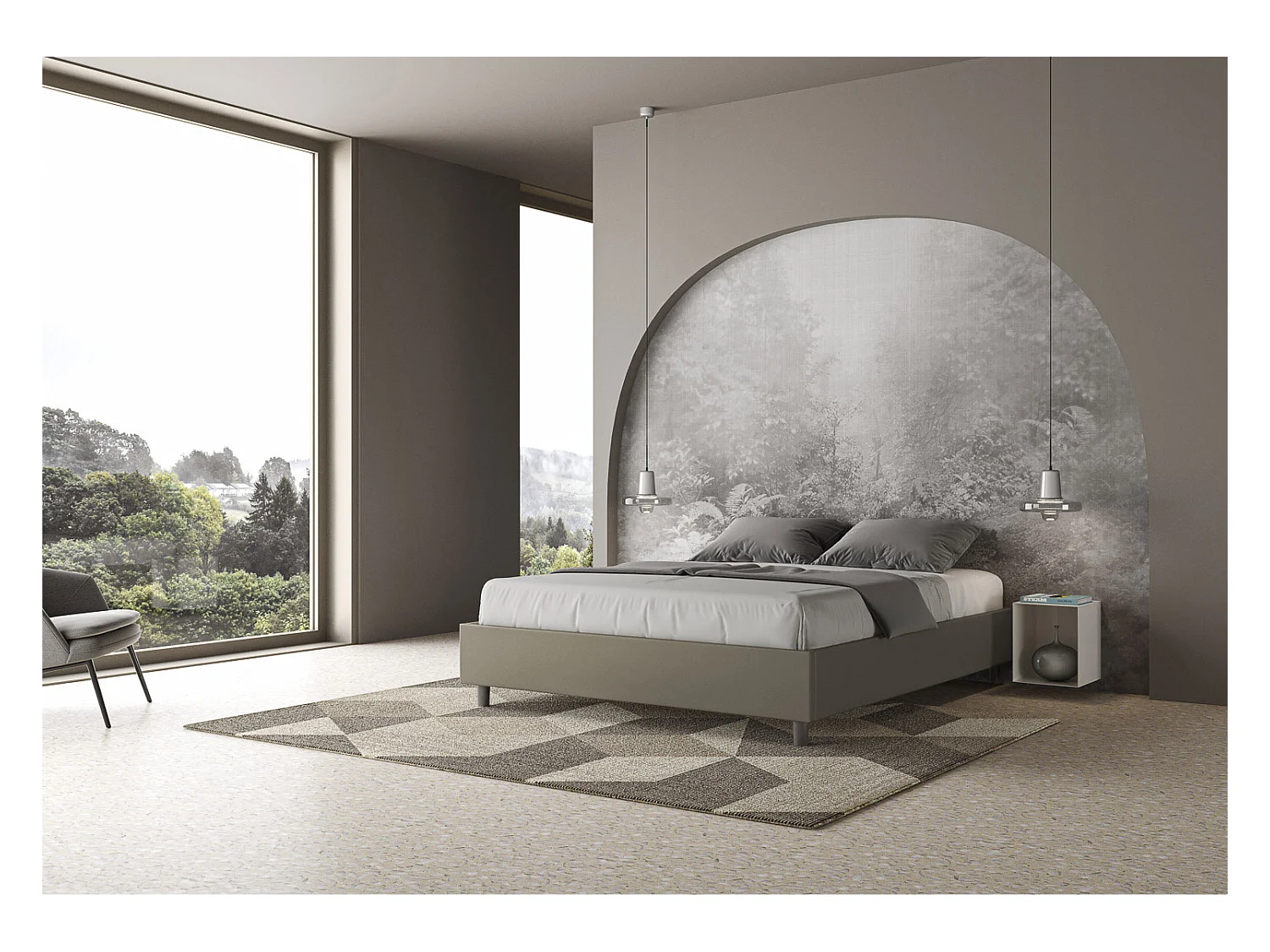 Lit coffre rembourrée 160x190 similicuir cappuccino Azelia