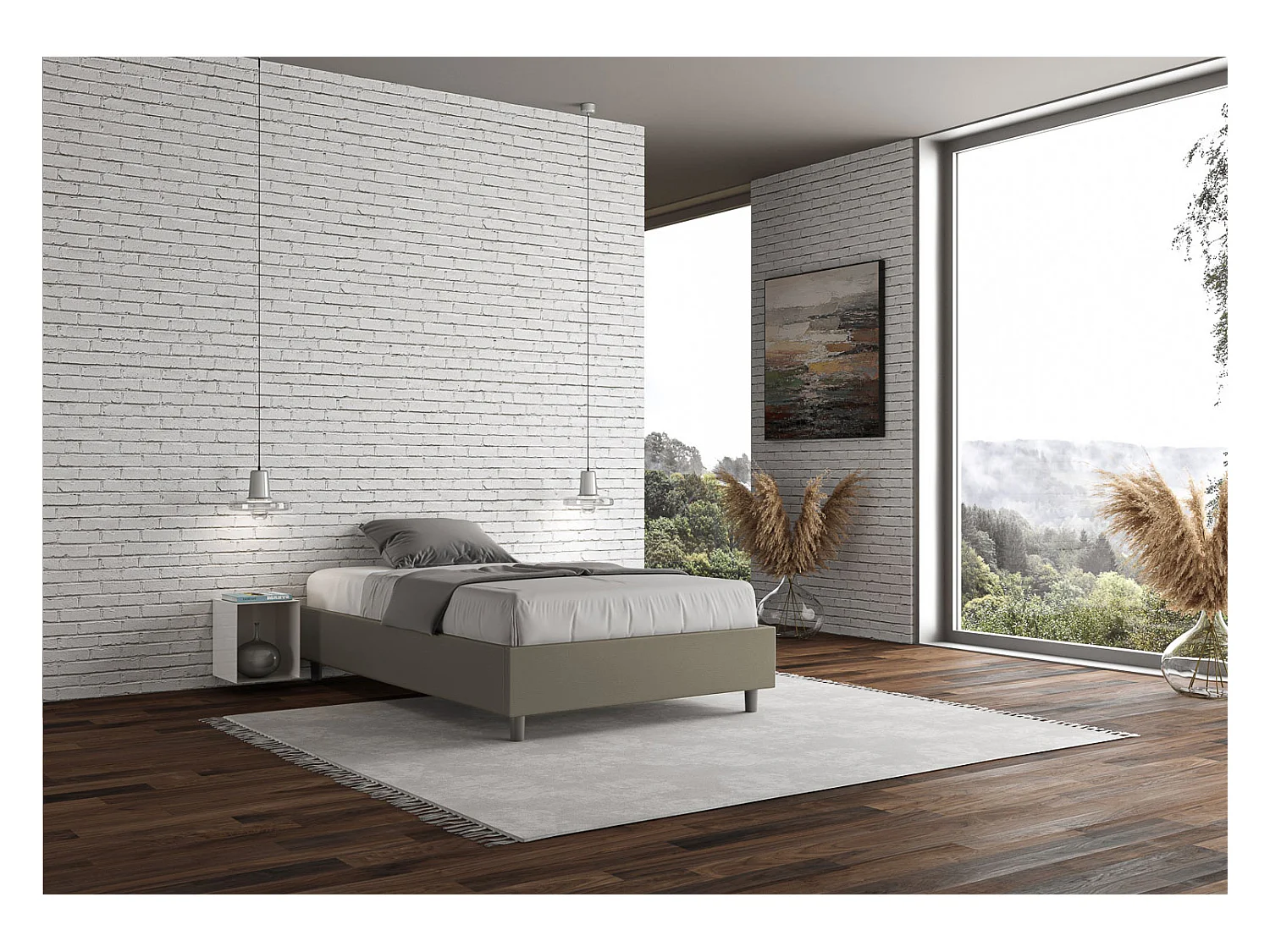 Lit coffre rembourrée 140x200 similicuir cappuccino Azelia