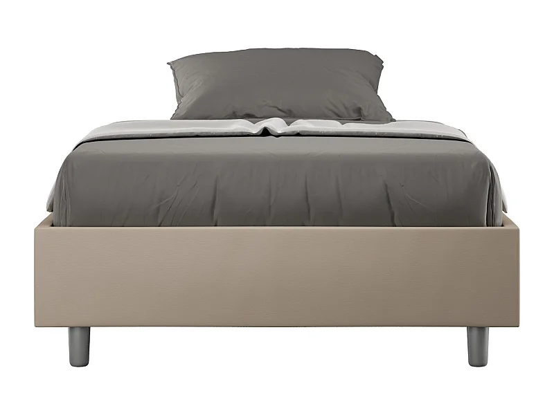 Gestoffeerd bed 140x190 met opbergruimte kunstleer taupe Azelia