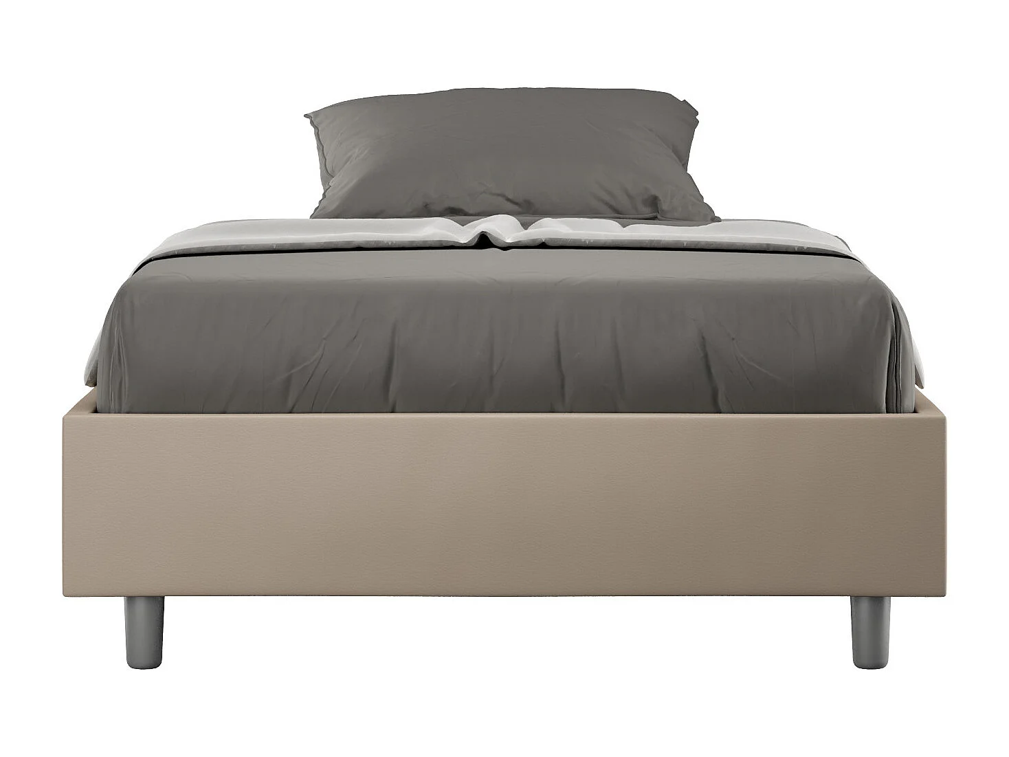 Letto matrimoniale francese contenitore imbottito 140x190 similpelle tortora Azelia