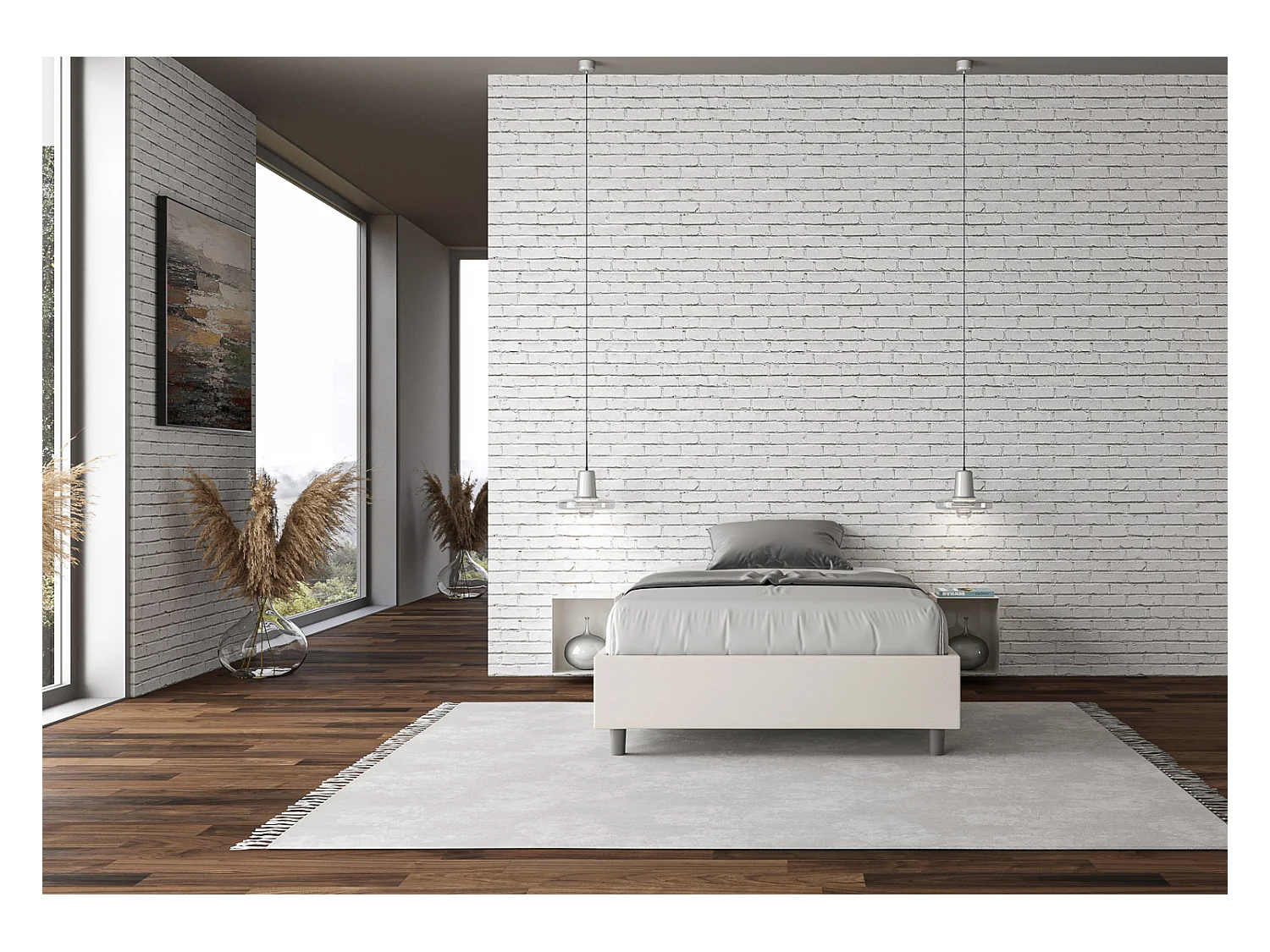 Lit coffre rembourrée 140x190 similicuir blanc Azelia