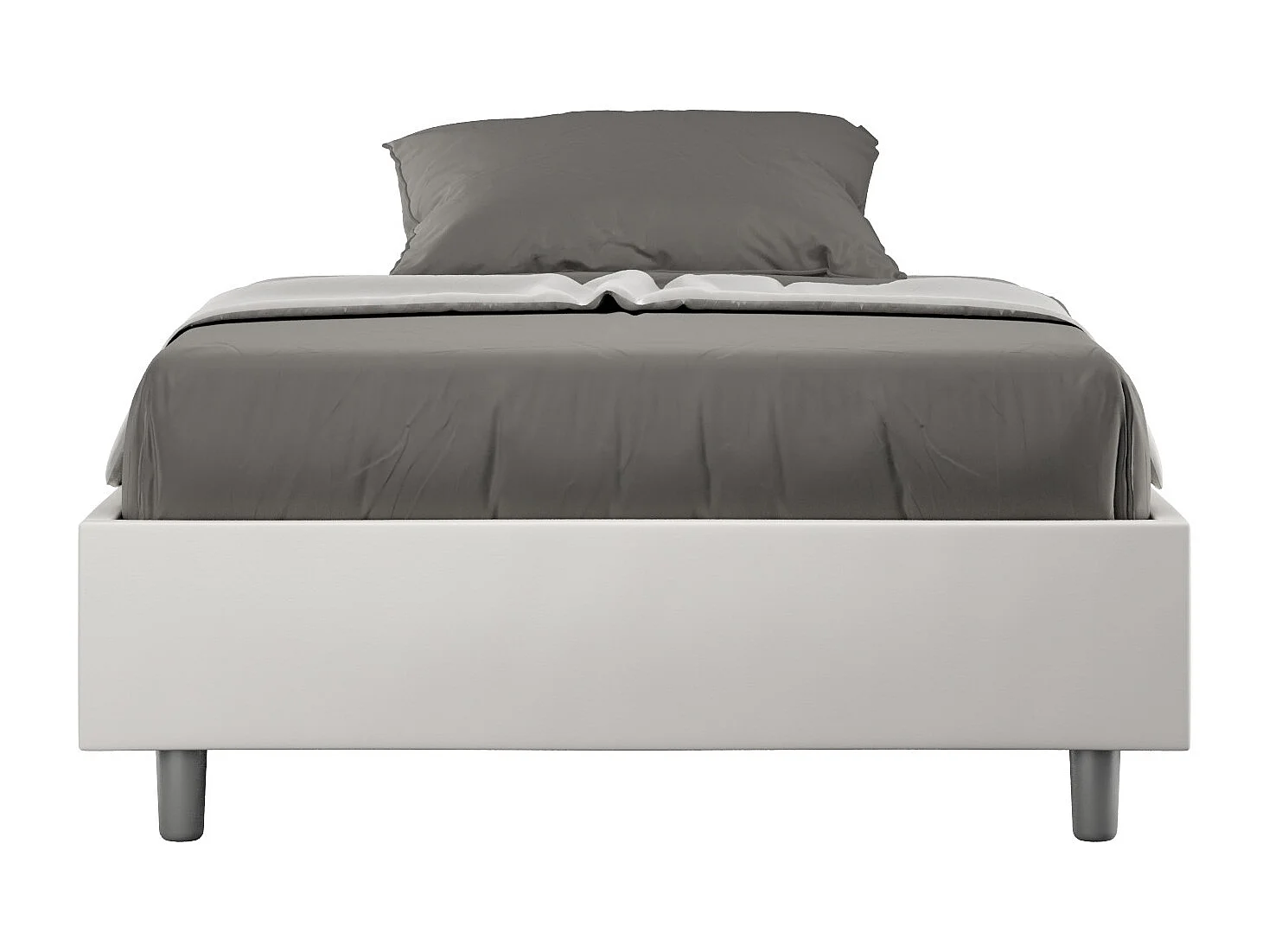 Cadre de lit double coffre rembourré 140x190 similicuir blanc Azelia