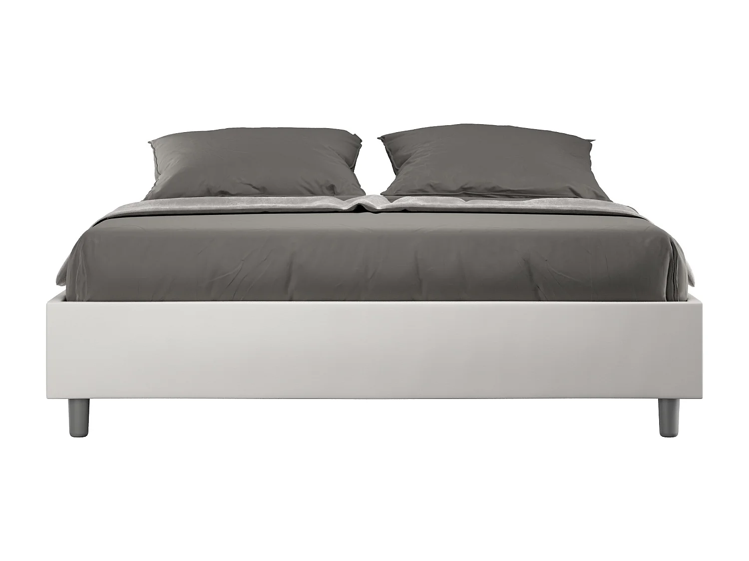 Gestoffeerd bed 160x190 met opbergruimte kunstleer wit Azelia