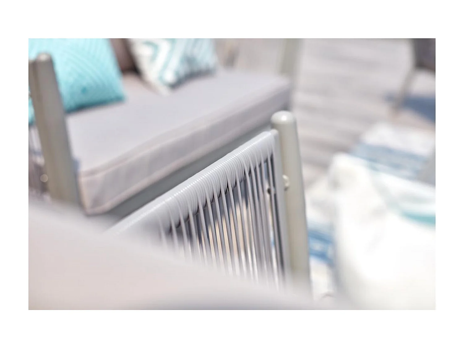 Loungeset 4-zits van aluminium en lichtgrijs touw Anahma