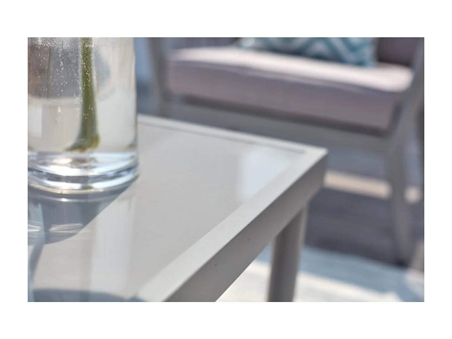 Conjunto de jardín 4 plazas de aluminio y cuerda gris claro ANAHMA