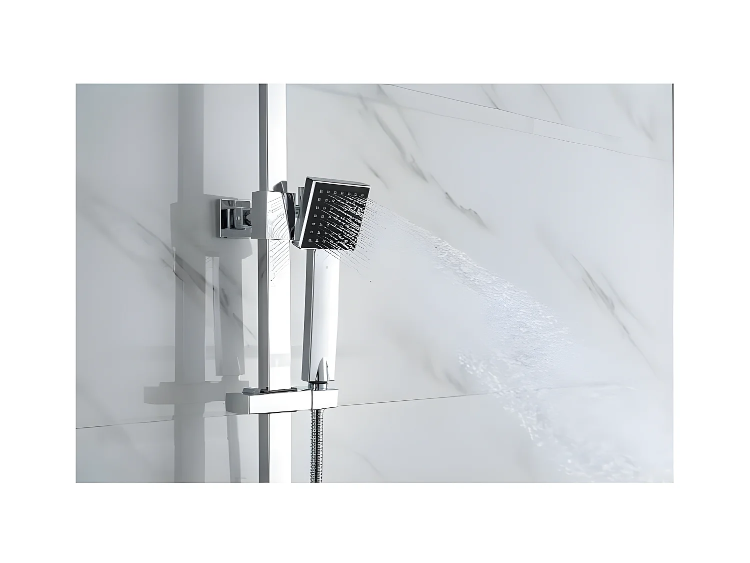 Colonne de douche - Mitigeur thermostatique - Pomme haute carrée 30x30 cm -  - Chrome