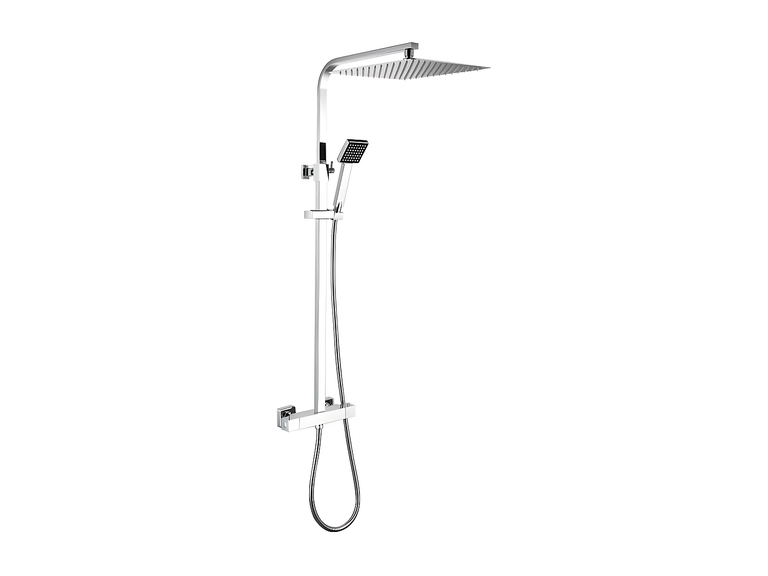Colonne de douche - Mitigeur thermostatique - Pomme haute carrée 30x30 cm -  - Chrome