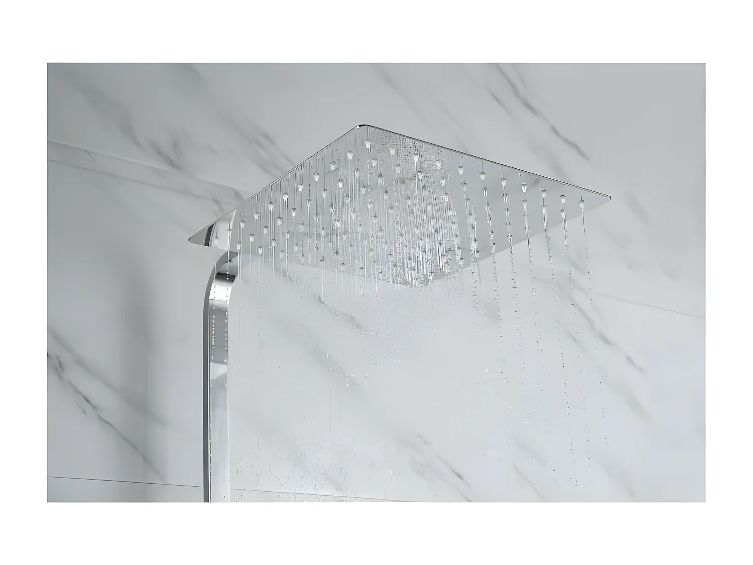 Colonne de douche - Mitigeur thermostatique - Pomme haute carrée 30x30 cm -  - Chrome