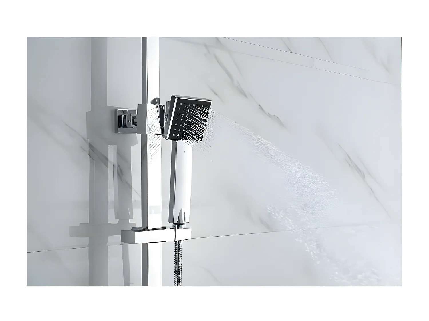 Colonne de douche - Mitigeur thermostatique - Pomme haute carrée 30x30 cm -  - Chrome