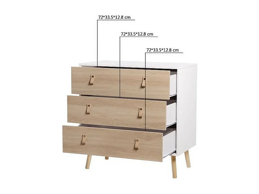 Commode 3 tiroirs - Pieds en bois - KENT