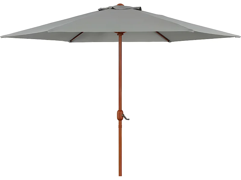 Ronde Tuinparasol van Aluminium met Houten Afwerking "Luz" - Ø 3m - Grijs