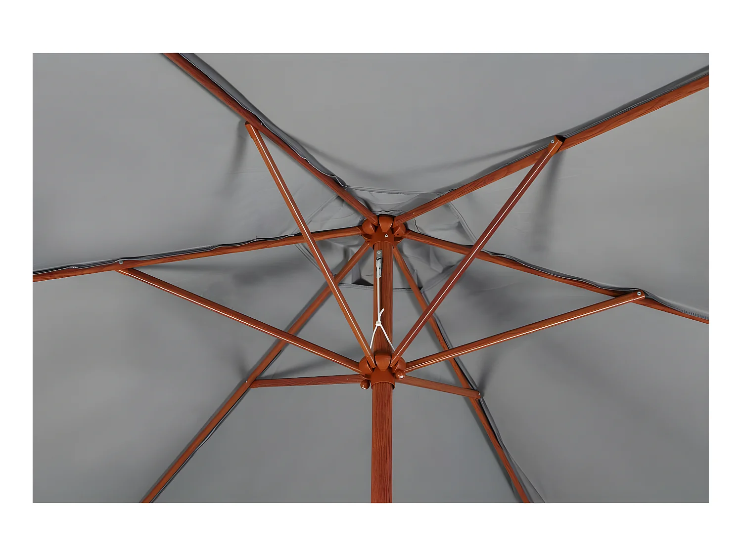 Parasol de jardín derecho acabado de madera -  "Luz" - Redondo - Ø 3m - Gris