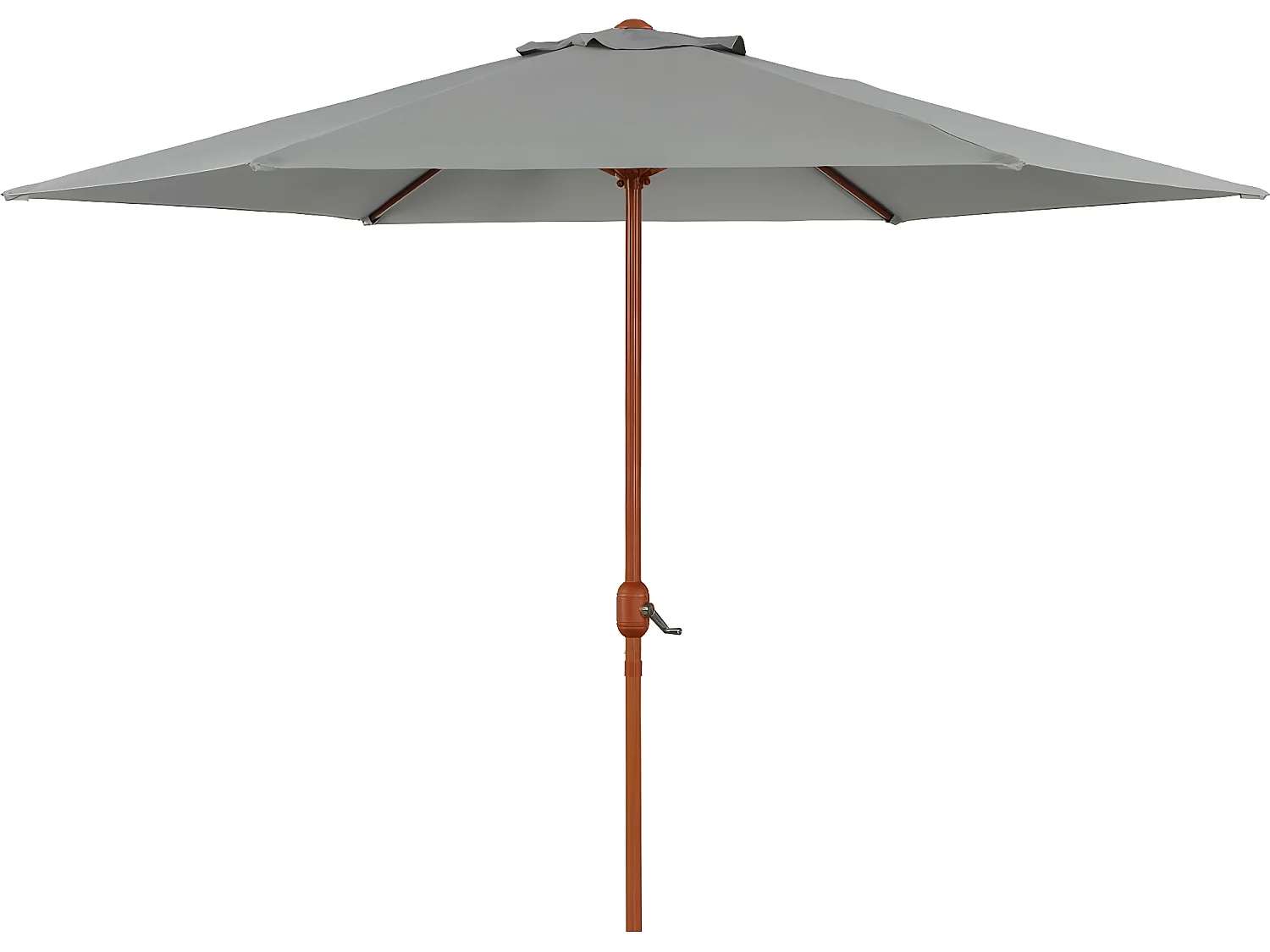 Ronde Tuinparasol van Aluminium met Houten Afwerking "Luz" - Ø 3m - Grijs