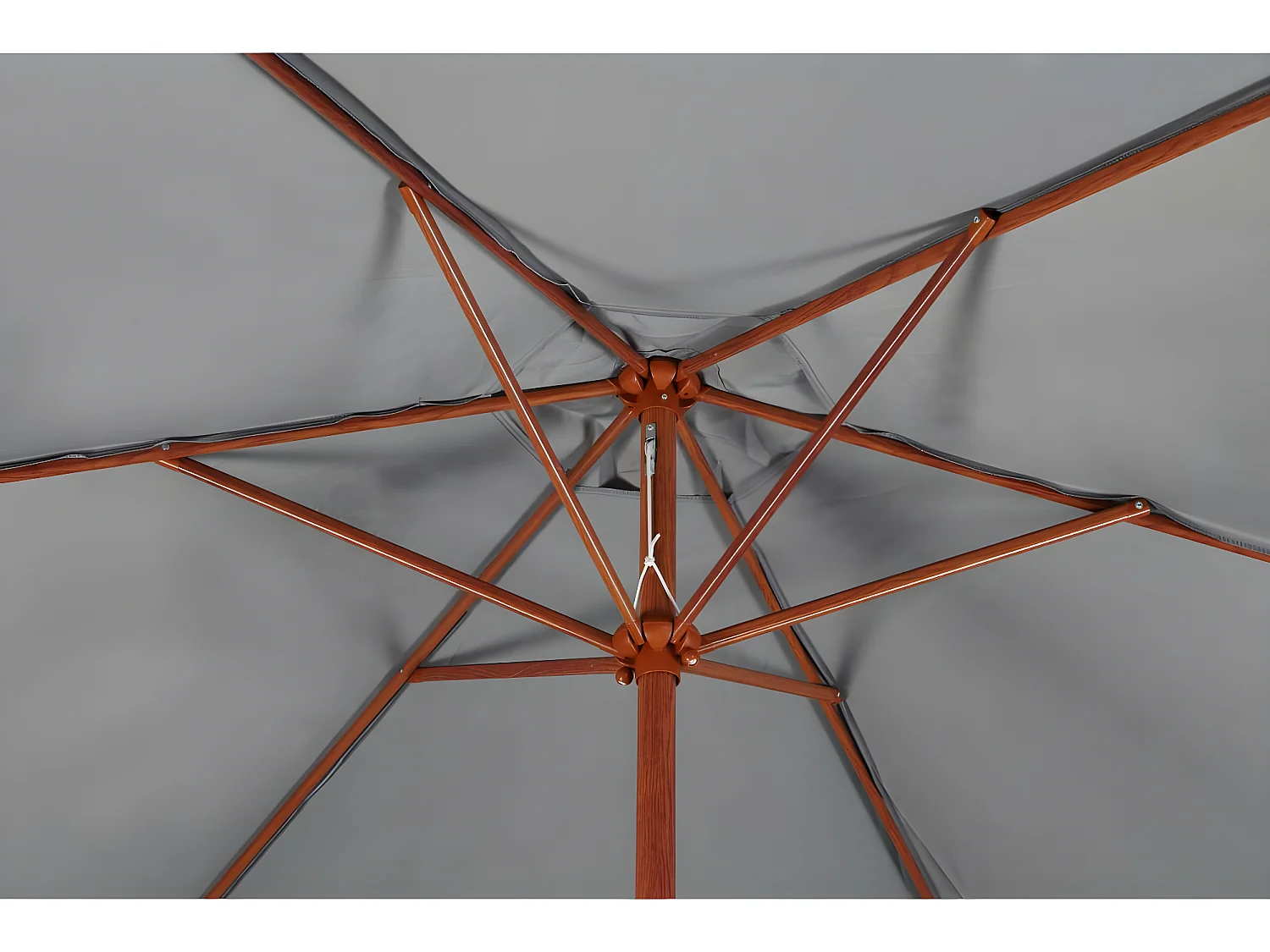 Ronde Tuinparasol van Aluminium met Houten Afwerking "Luz" - Ø 3m - Grijs