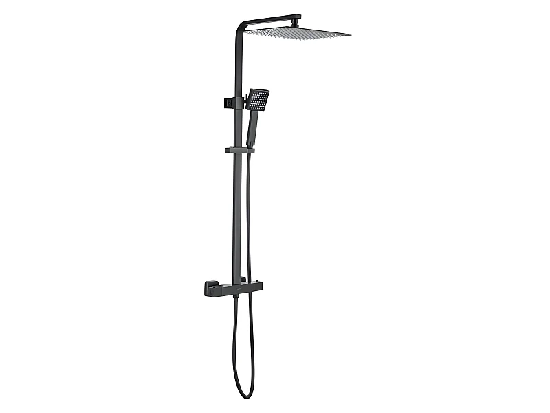 Colonne de douche OCEANIC - Mitigeur thermostatique - Pomme haute carrée 30x30 cm - Noir mat