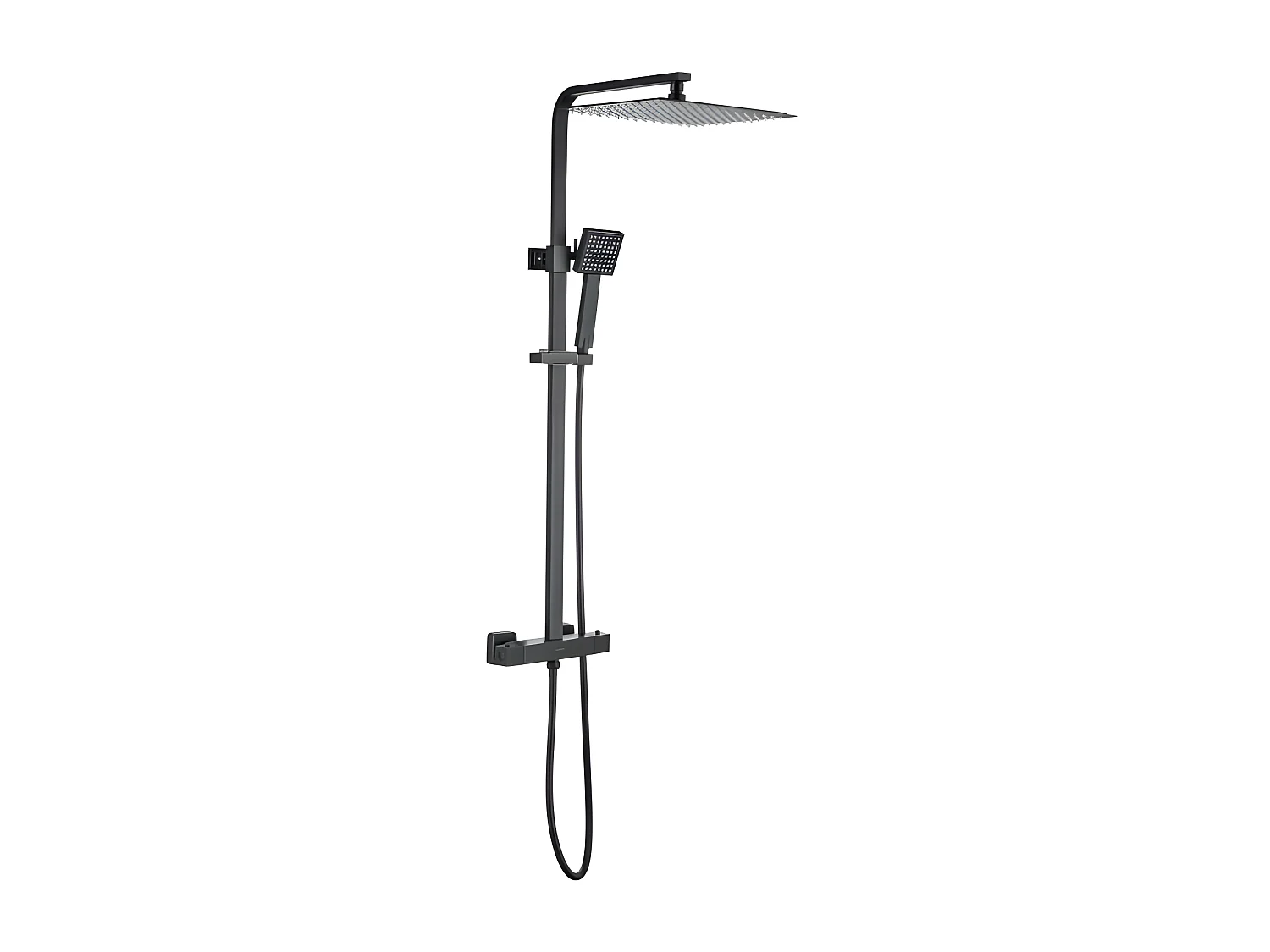 Colonne de douche OCEANIC - Mitigeur thermostatique - Pomme haute carrée 30x30 cm - Noir mat