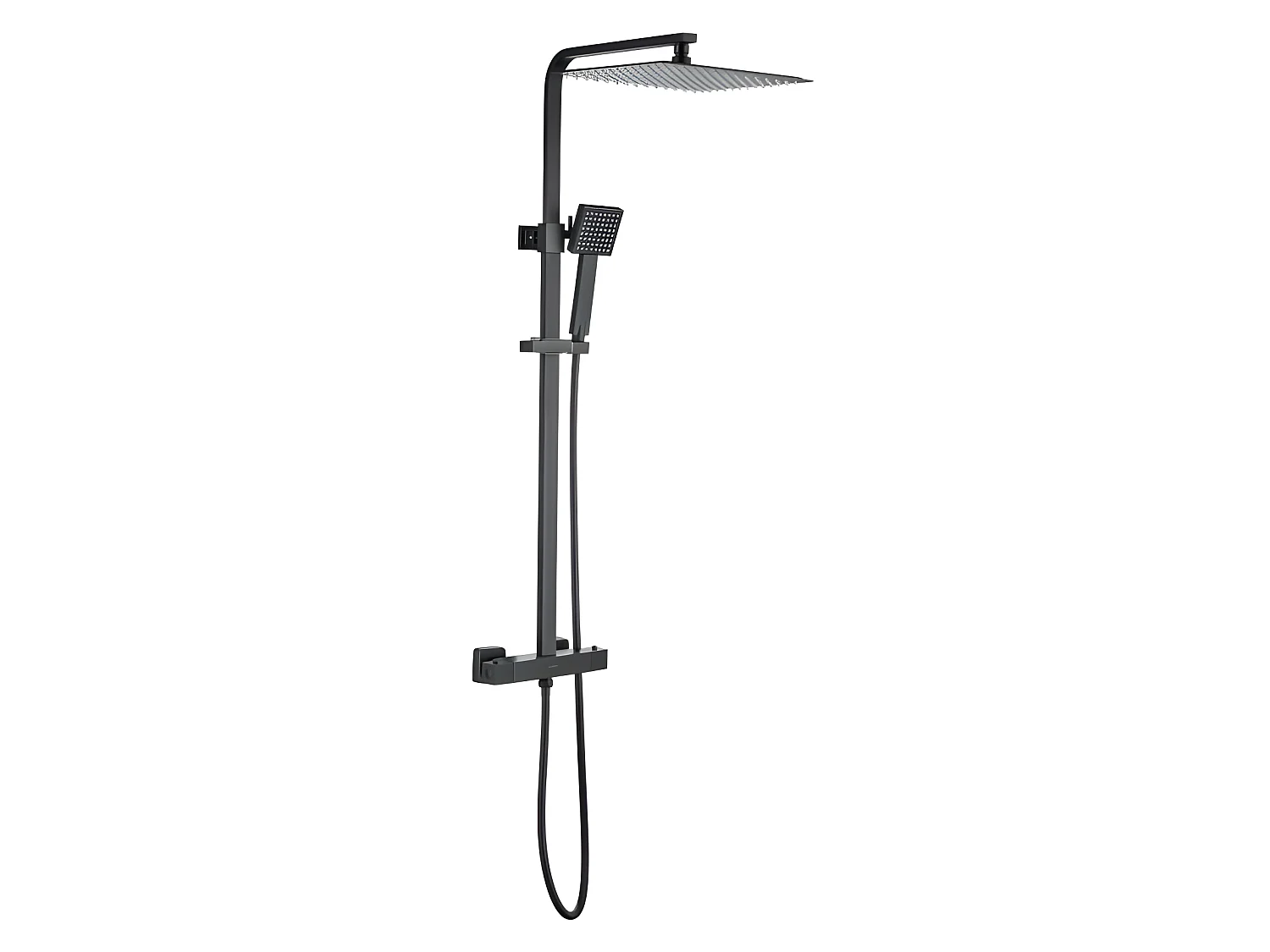 Colonne de douche OCEANIC - Mitigeur thermostatique - Pomme haute carrée 30x30 cm - Noir mat