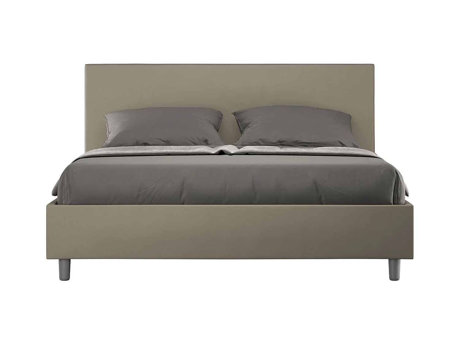 Lit sans sommier rembourré 160x210 similicuir cappuccino Adele