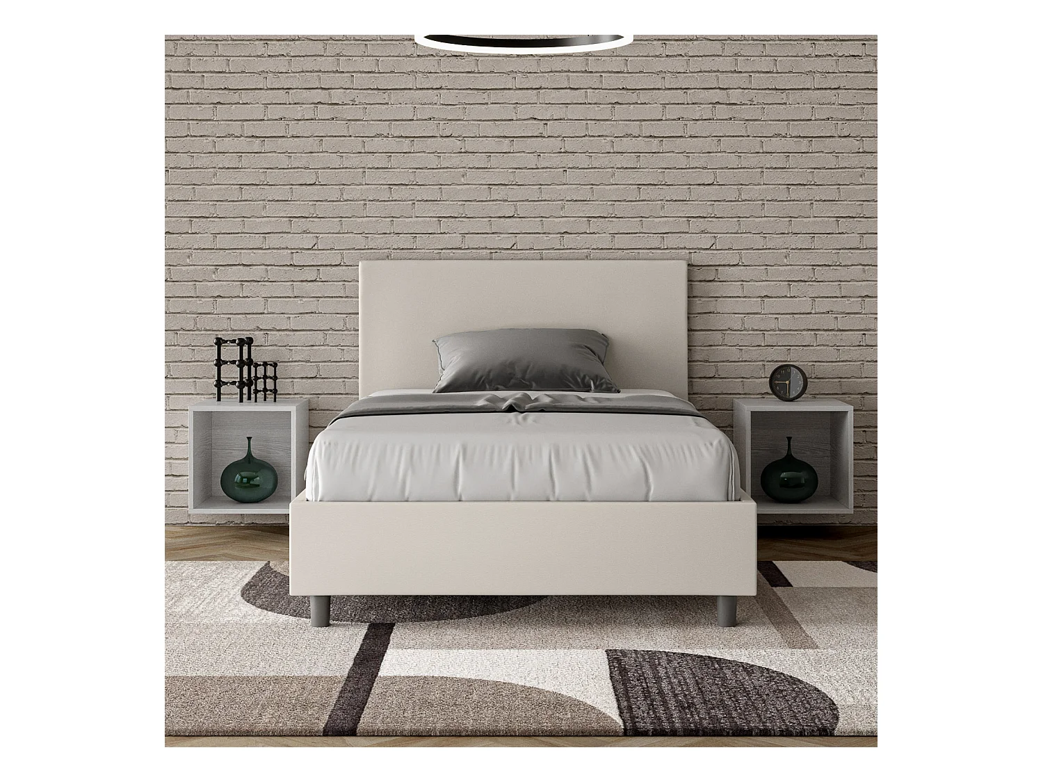 Polsterbett Adele aus weißem Kunstleder ohne Untergestell 120x190