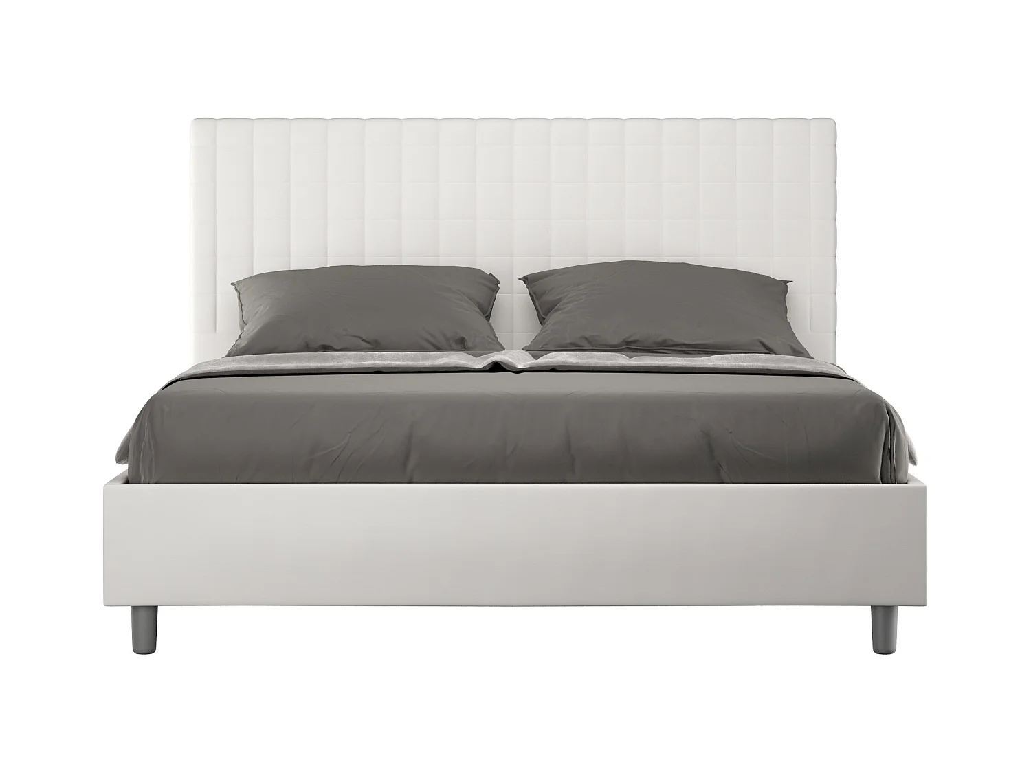 Lit sans sommier rembourré 160x210 similicuir blanc Sunny