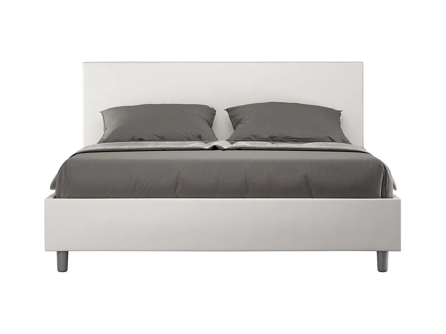 Lit sans sommier rembourré 160x210 similicuir blanc Adele
